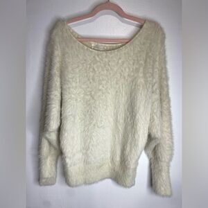 Antropologie Cozy White Fuzzy Sweater